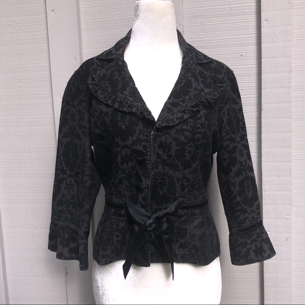 Free People Brocade Blazer With Ribbon Tie